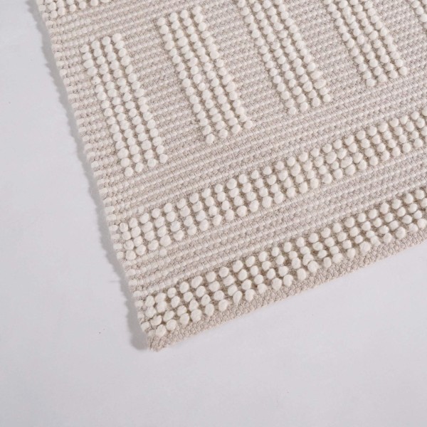 Wollteppich 140x200 cm, Weiß-Beige - Vela