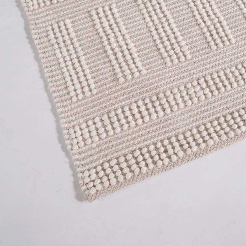 Wollteppich 140x200 cm, Weiß-Beige - Vela