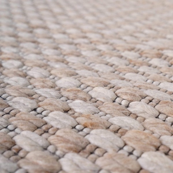 Wollteppich 140x200 cm, Weiß-Beige - Orin