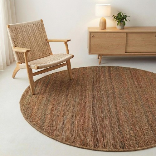 Juteteppich 200x200 cm, Weiß-Beige - Noa