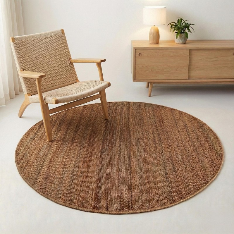 Juteteppich 150x150 cm, Weiß-Beige - Noa