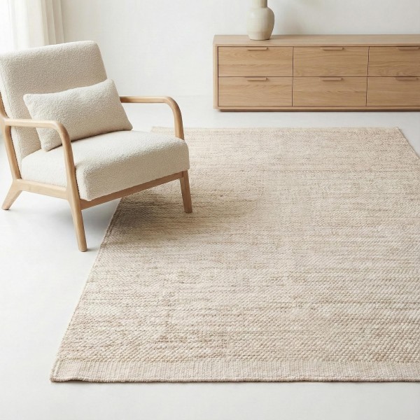 Woll- und Baumwollteppich 200x300 cm, Beige - Elowen