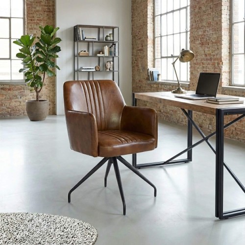 Stuhl aus Echtleder mit Metallfuß – Edison