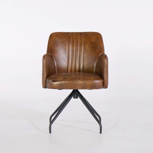 Stuhl aus Echtleder mit Metallfuß – Edison