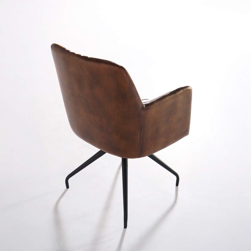 Stuhl aus Echtleder mit Metallfuß – Edison