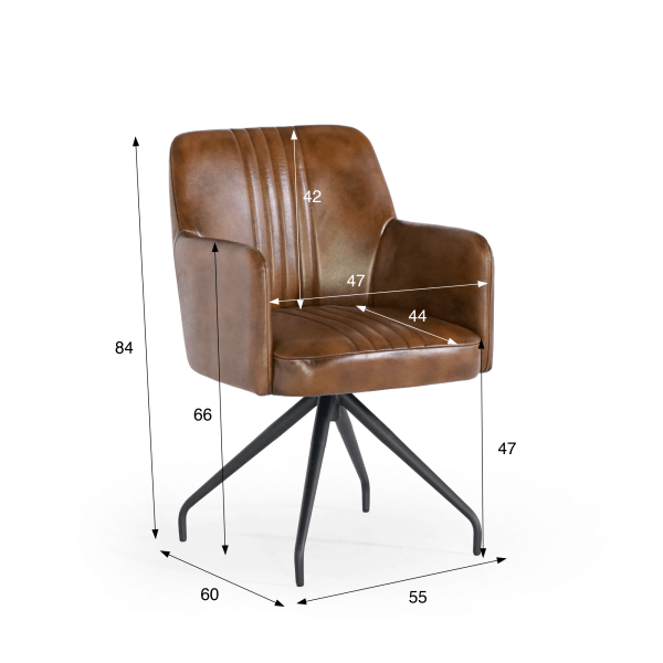 Stuhl aus Echtleder mit Metallfuß – Edison