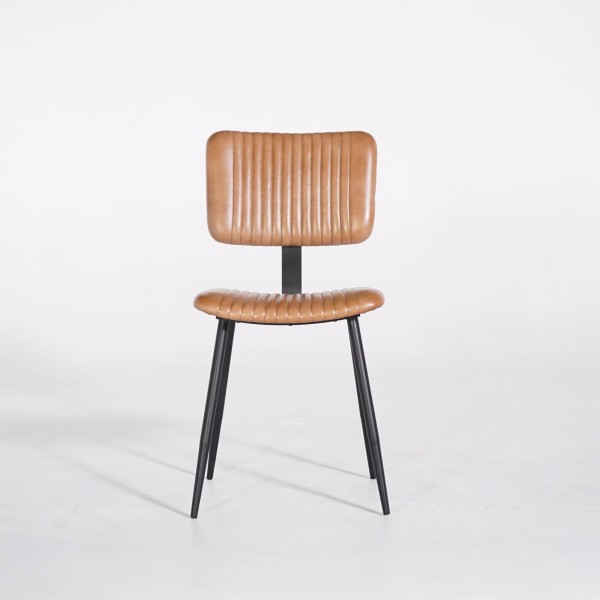 Stuhl aus Echtleder mit Metallfüßen – Marlow