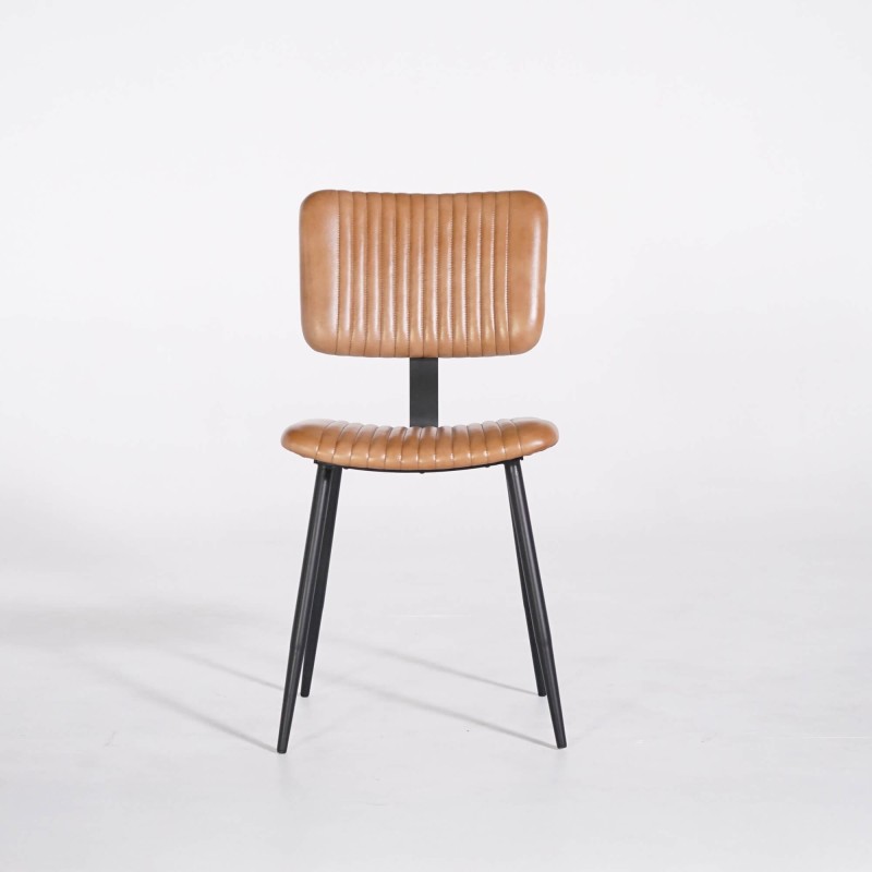 Stuhl aus Echtleder mit Metallfüßen – Marlow