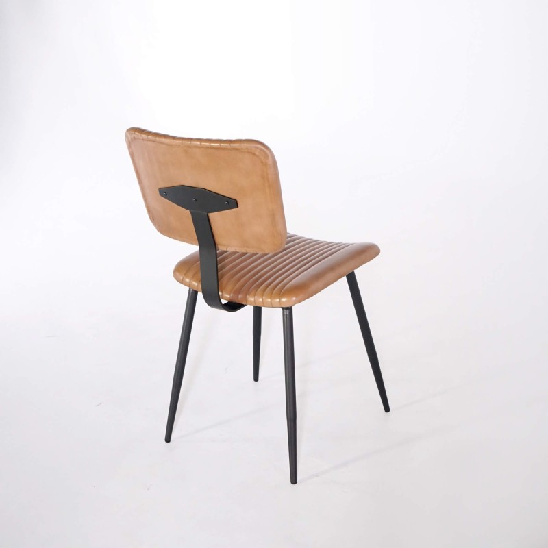 Stuhl aus Echtleder mit Metallfüßen – Marlow