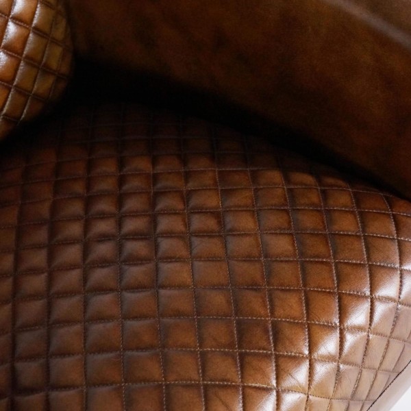 Englischer Club-Ledersessel aus Echtleder, braun, im Industrial-Stil – Oscar