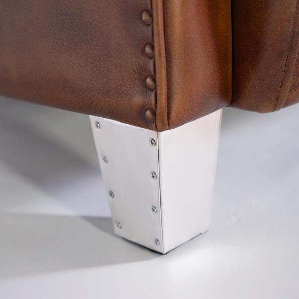 Englischer Club-Ledersessel aus Echtleder, braun, im Industrial-Stil – Oscar