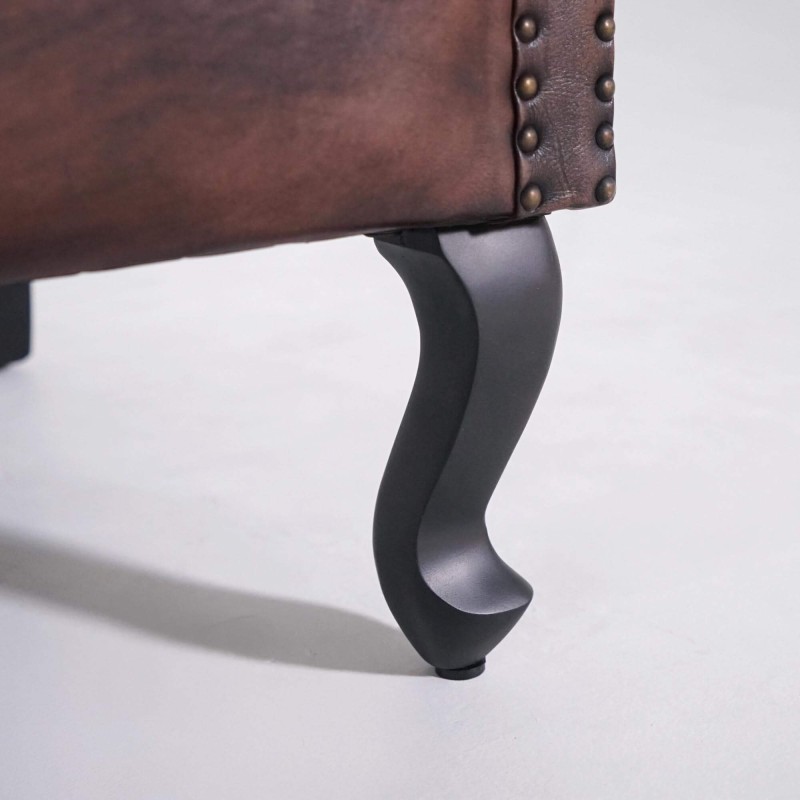 Englischer Ohrenbackensessel aus dunkelbraunem Leder – George