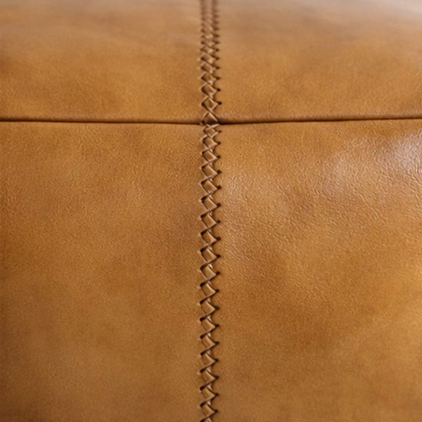 Vintage quadratischer Pouf aus Echtleder