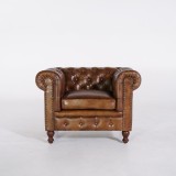 Chesterfield-Sessel aus echtem Leder – Edward
