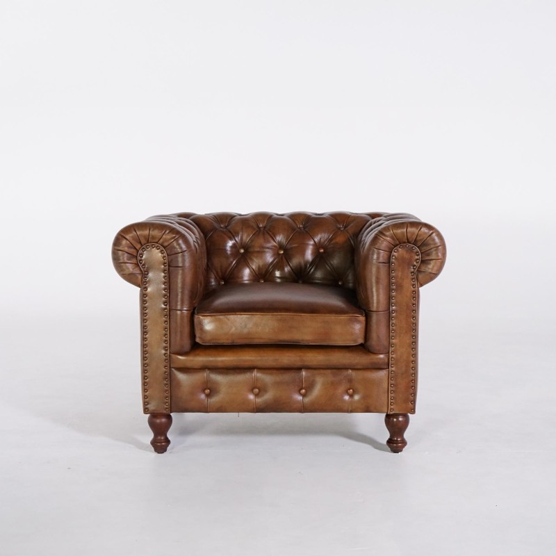Chesterfield-Sessel aus echtem Leder – Edward