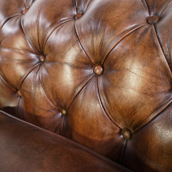 Chesterfield-Sessel aus echtem Leder – Edward