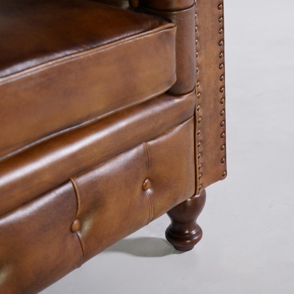 Chesterfield-Sessel aus echtem Leder – Edward