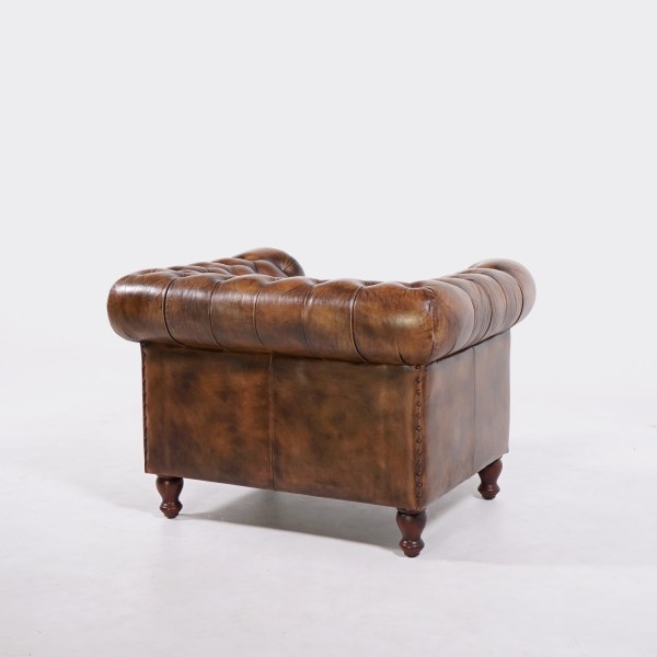 Chesterfield-Sessel aus echtem Leder – Edward