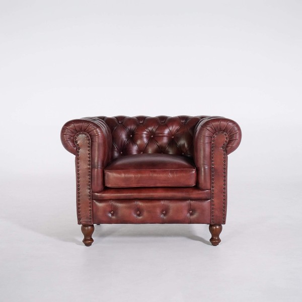 Chesterfield-Sessel aus echtem Leder – Edward