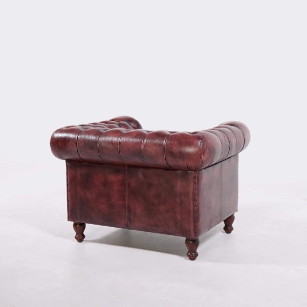 Chesterfield-Sessel aus echtem Leder – Edward