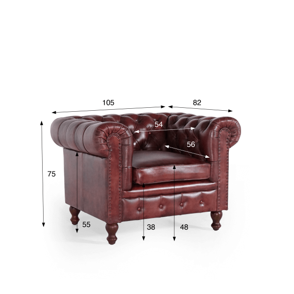Chesterfield-Sessel aus echtem Leder – Edward