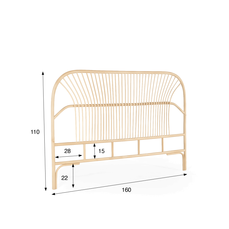 Kopfteil aus Rattan (Geflecht) 160 cm - Paloma