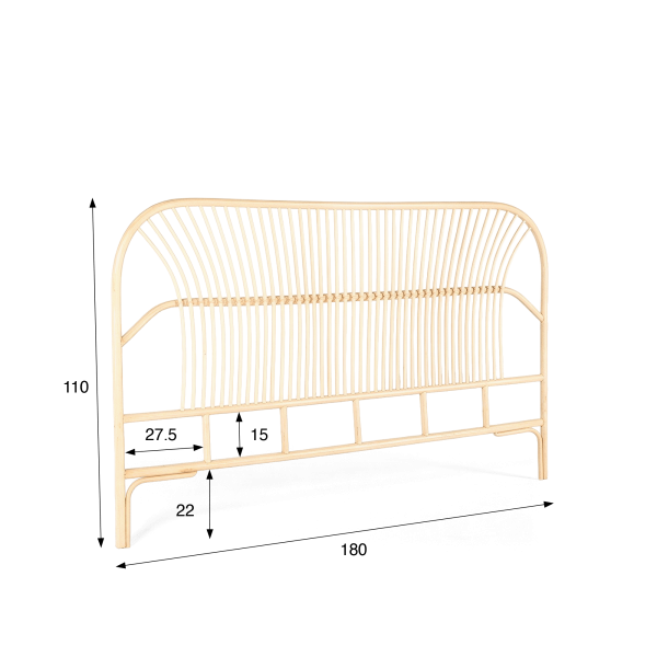 Kopfteil aus Rattan (Geflecht) 180 cm - Paloma