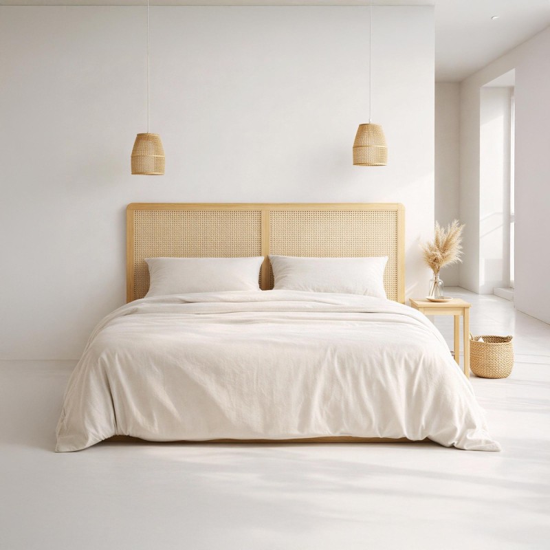 Kopfteil aus massivem Mindiholz und Geflecht 160 cm - Bahia