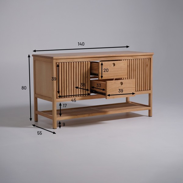 Badezimmermöbel aus Massivholz 140 cm - Rohini