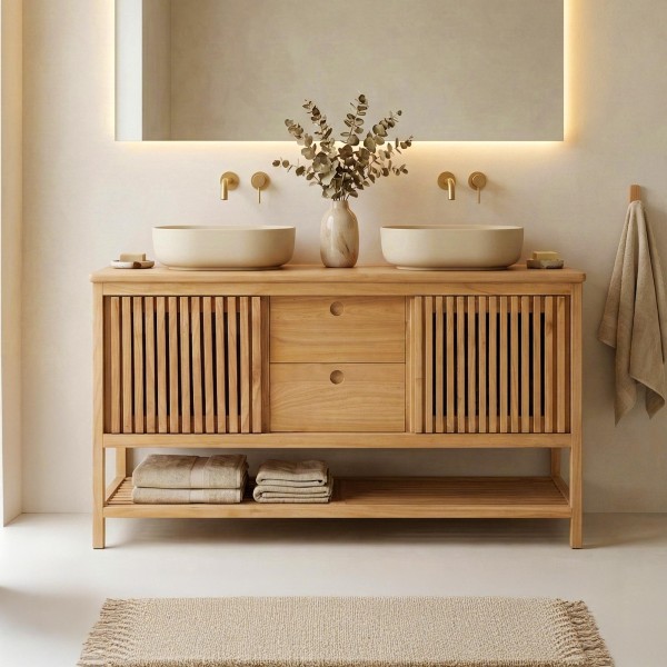 Badezimmermöbel aus Massivholz 140 cm - Rohini