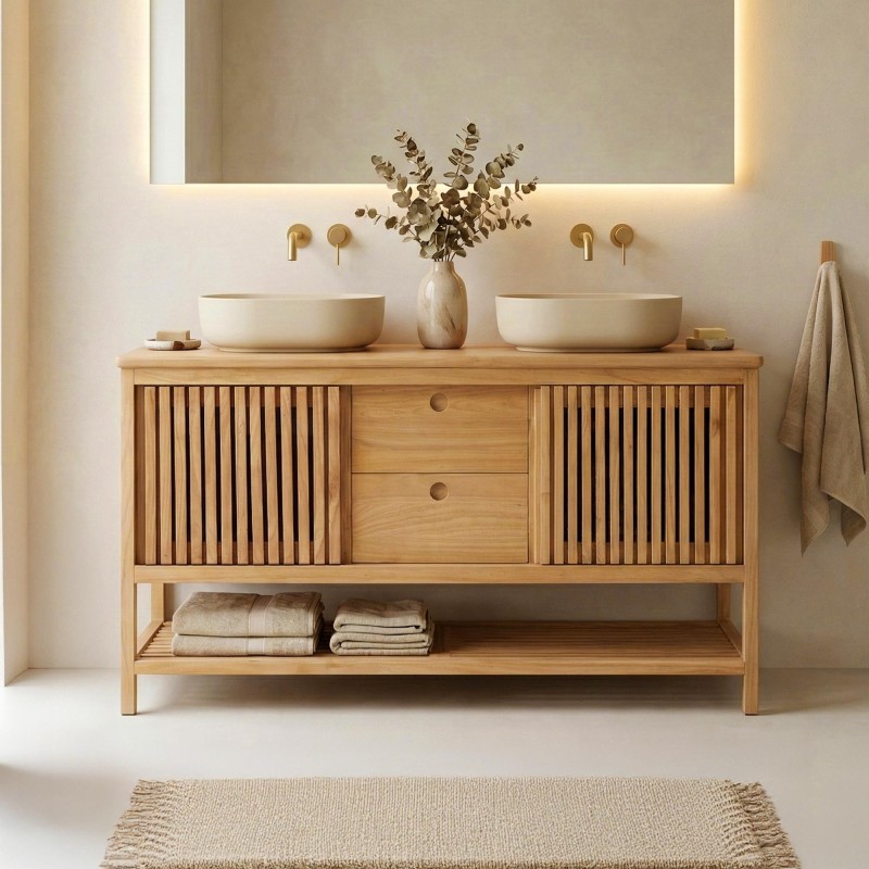 Badezimmermöbel aus Massivholz 140 cm - Rohini