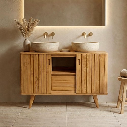 Badezimmermöbel aus massivem Teakholz 120 cm - Neha