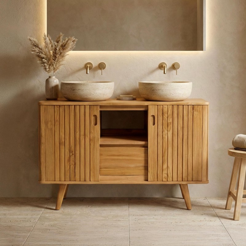 Badezimmermöbel aus massivem Teakholz 120 cm - Neha