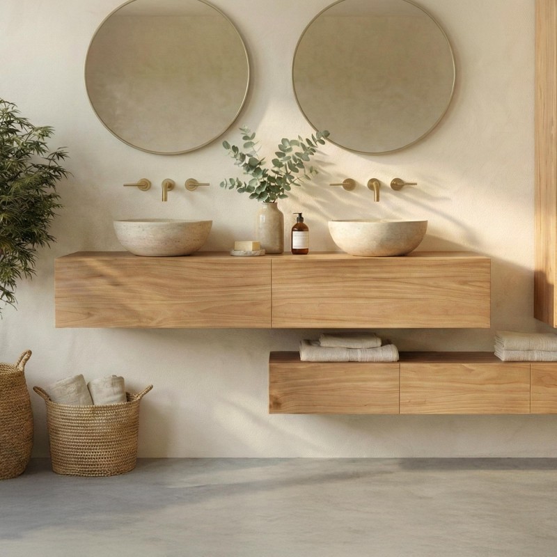 Aufsatzwaschtisch aus Massivholz 160 cm - Trinity