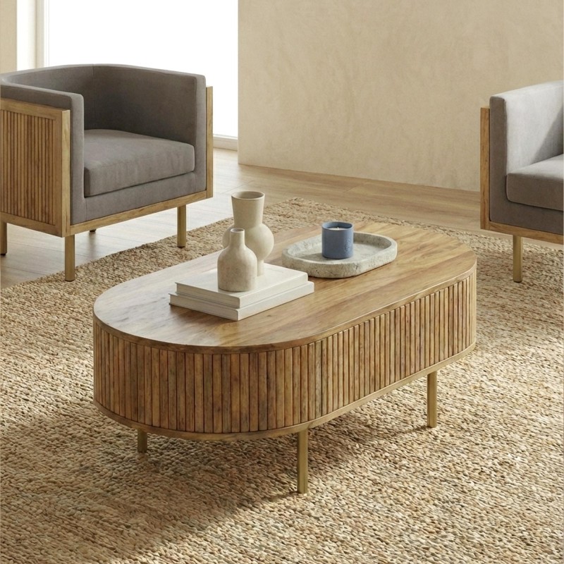 Couchtisch aus Massivholz mit Messingbeinen - Umami