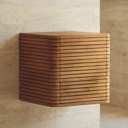 Wandhängender Bad-Hängeschrank aus Teakholz - Lattis