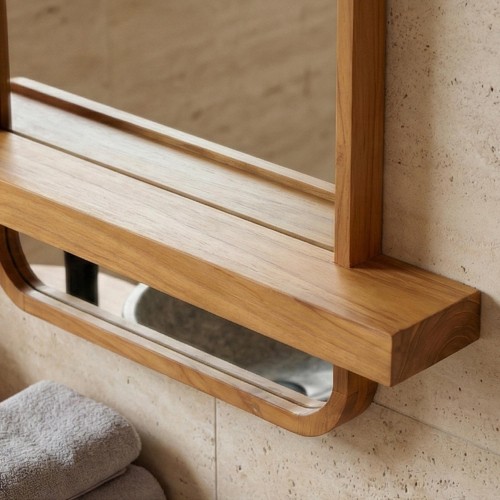 Spiegel mit integriertem Regal aus massivem Teakholz - Leela