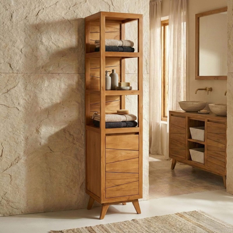 Badezimmersäule aus massivem Teakholz - Meera