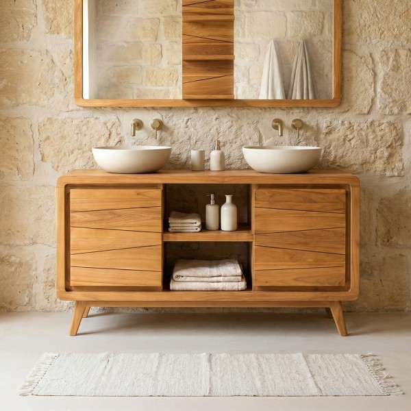 Waschtischunterschrank Doppelwaschbecken 140 cm - Sahar