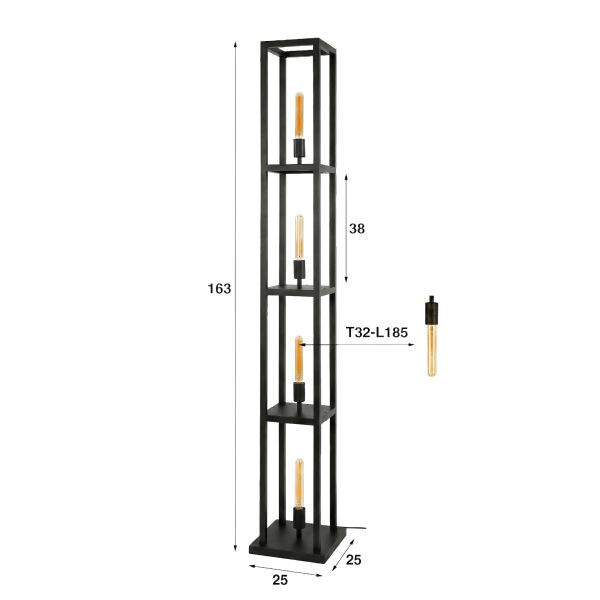 Stehlampe aus Metall für das Wohnzimmer mit LED-Beleuchtung im Industriestil – Strukt