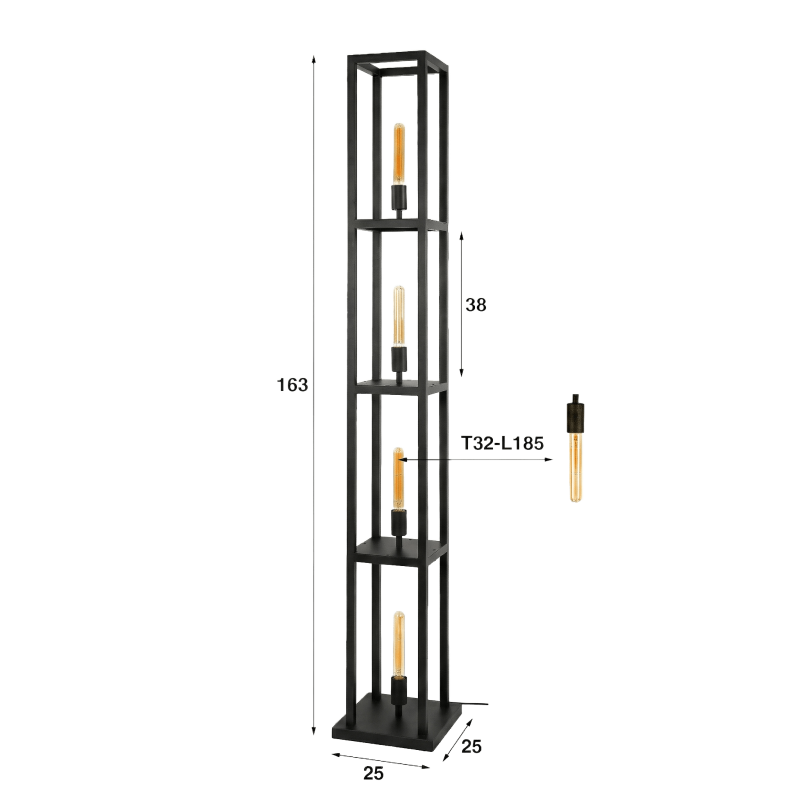 Stehlampe aus Metall für das Wohnzimmer mit LED-Beleuchtung im Industriestil – Strukt
