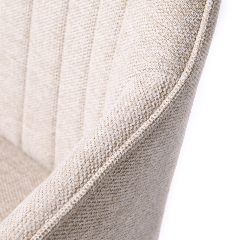 Esszimmerstuhl aus sandfarbenem Stoff – Nolan Stripe