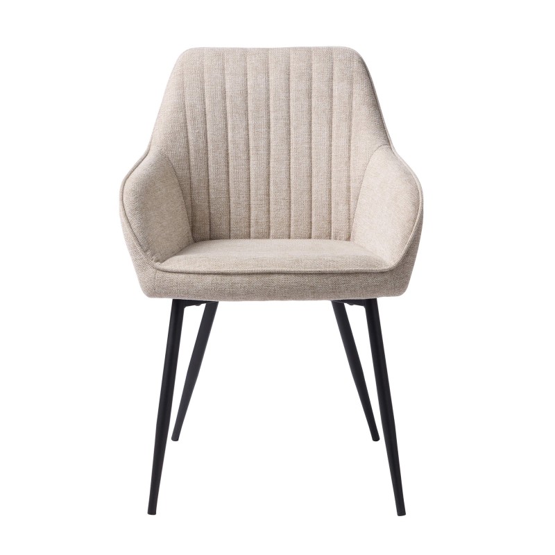 Esszimmerstuhl aus sandfarbenem Stoff – Nolan Stripe