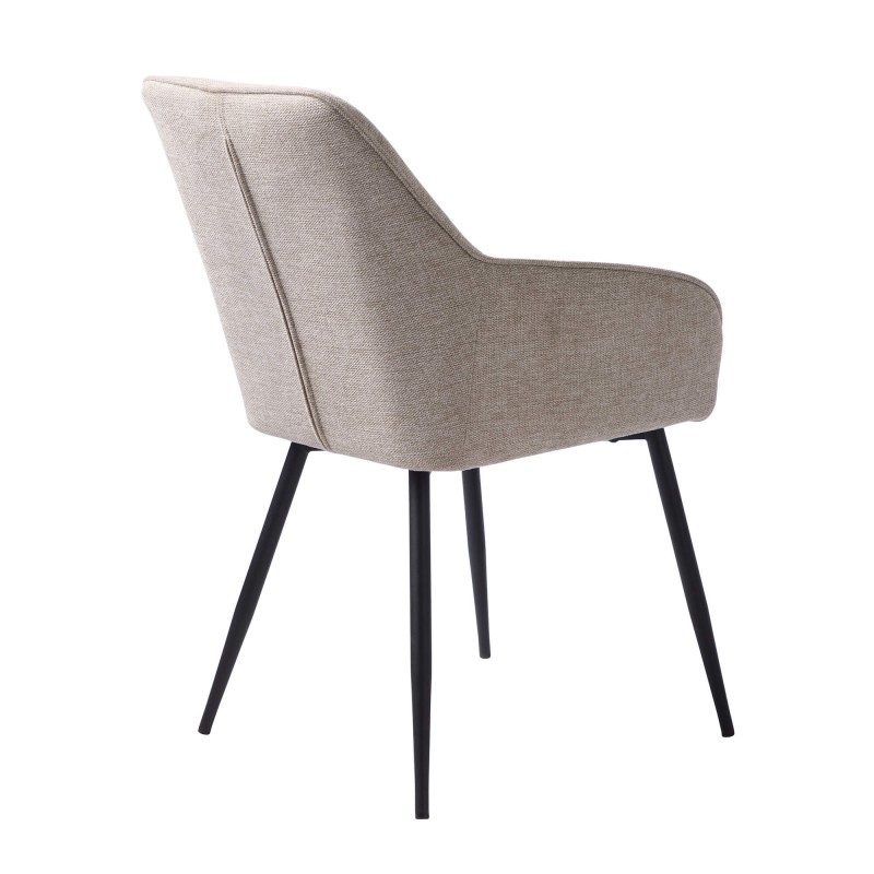 Esszimmerstuhl aus sandfarbenem Stoff – Nolan Stripe