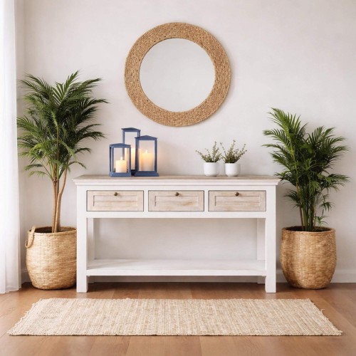 Konsolentisch für den Eingangsbereich aus weißem Massivholz - Sea side