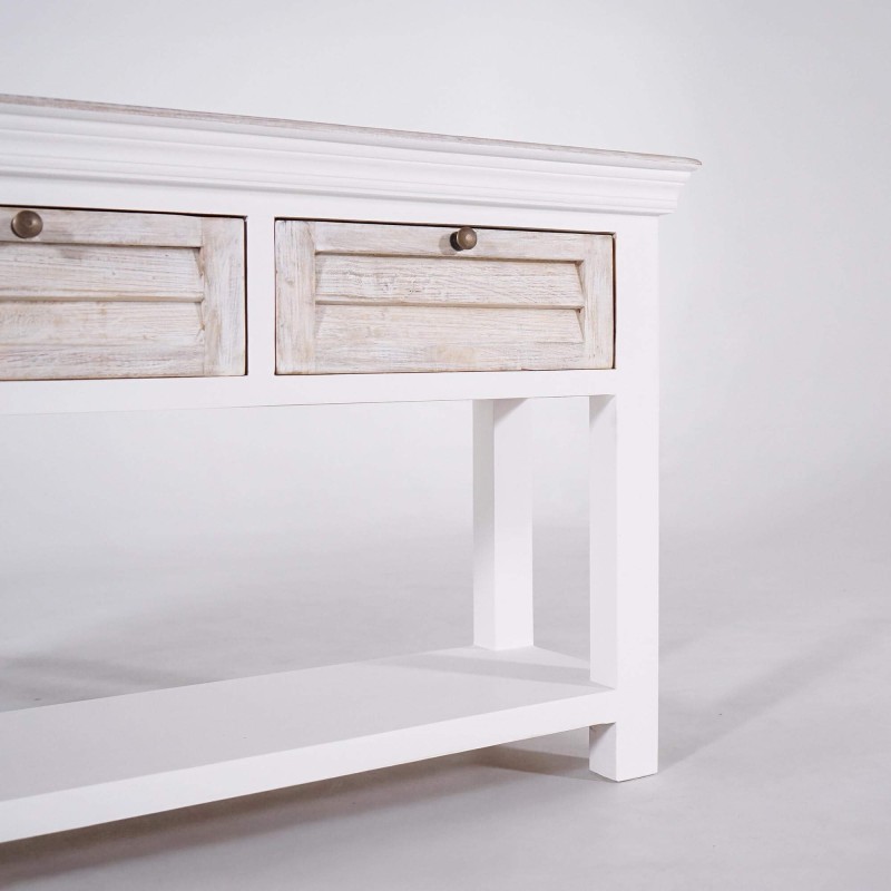 Konsolentisch für den Eingangsbereich aus weißem Massivholz - Sea side