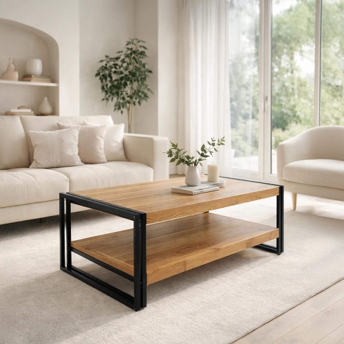 Couchtisch aus Massivholz und Metall – Liverpool