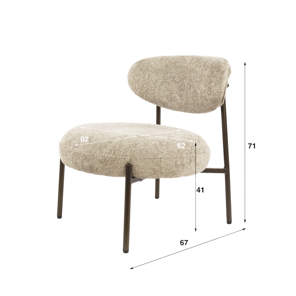 Lounge-Sessel aus Bouclé-Stoff mit Metallfüßen – Mellow