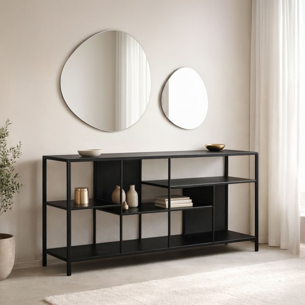Regal aus schwarzem Metall 140 x 75 cm – New York