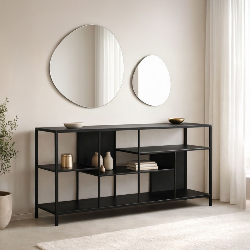 Regal aus schwarzem Metall 140 x 75 cm – New York